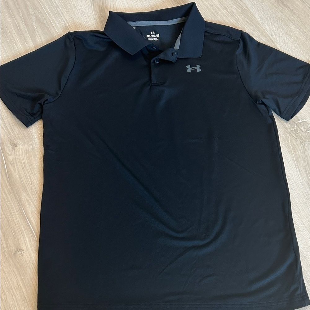 Under Armour Kids' Black Polo Shirt, Boy’s Size XL